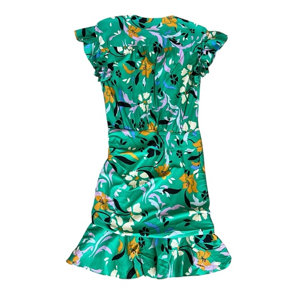 Veronica Beard Women’s Maria Green Floral Printed Silk Ruched Mini Dress Size 0 - Picture 7 of 12